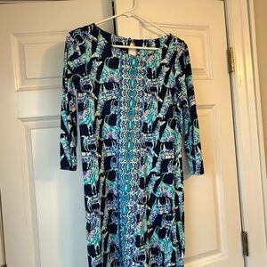 Lilly Pulitzer Vibrant Blue and Green Long Sleeve Dress